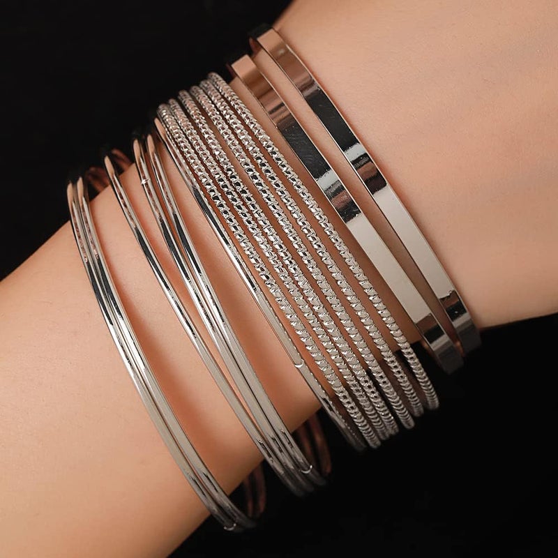 RINTOLER Store 16Pcs Gold Bangle Bracelets for Women - Multi Layer Stackable Textured Bracelets Boho Jewelrys Set. - Image 3